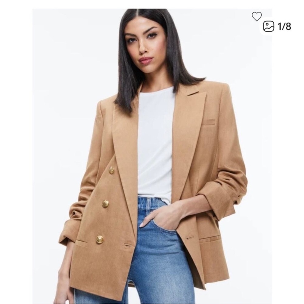 Alice + Olivia Tan Blazer with Gold Accents - Picture 3 of 4